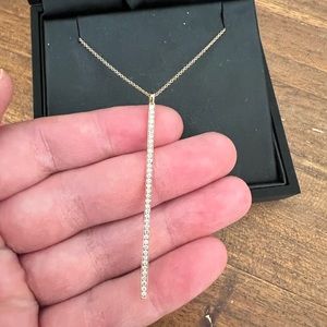 14k Rose Gold + Diamonds Drop Pendant Necklace 18inch chain